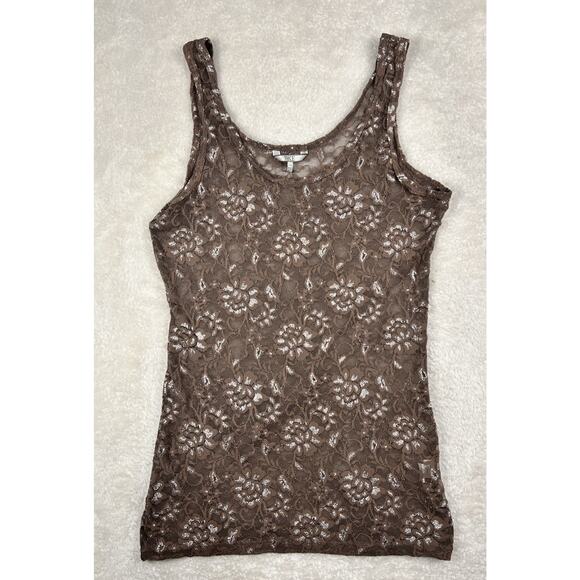 BKE Lace Tank Top Women’s Size XL Stretch Metallic Sparkle Floral Boho Western - Picture 1 of 7